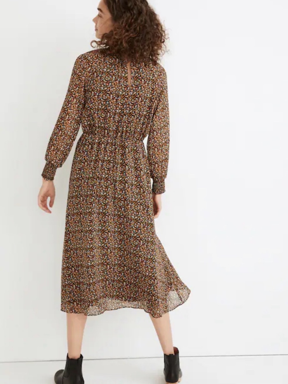 Madewell (Re)sourced Georgette Smocked-Neck Midi Dress in Folktale Paisley Sz XL - Picture 3 of 14
